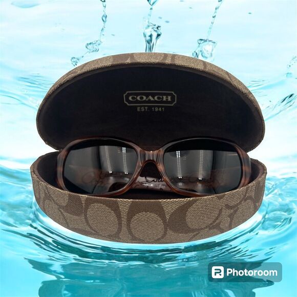 COACH “GEORGETTE” Sunglass Frame S497 55-17-135 Dark Brown Wrap G405👀⬇️+Case. - Picture 1 of 15